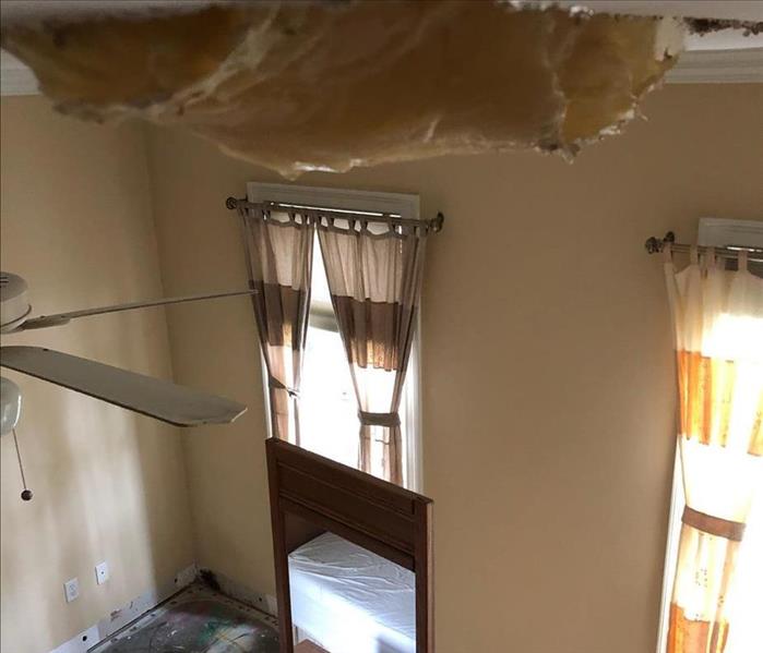 After removing wet ceiling 