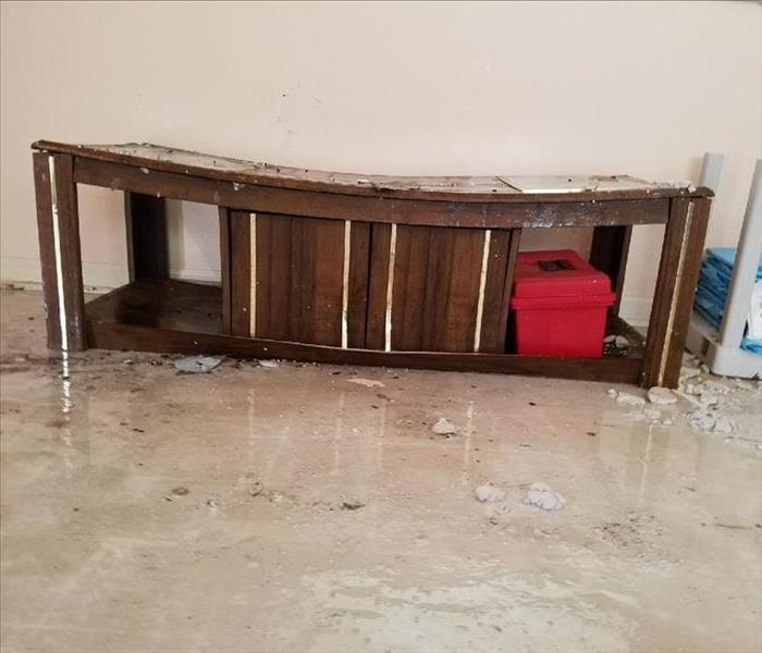 Wood table with water damage 