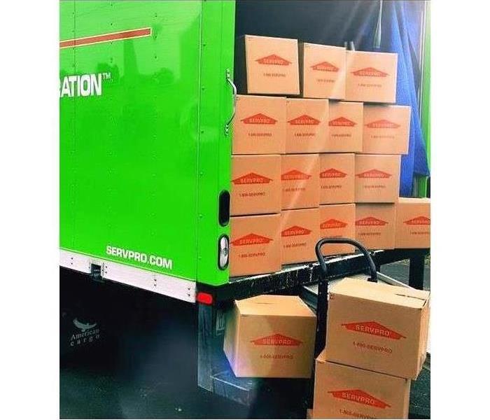 Servpro truck full of boxes 